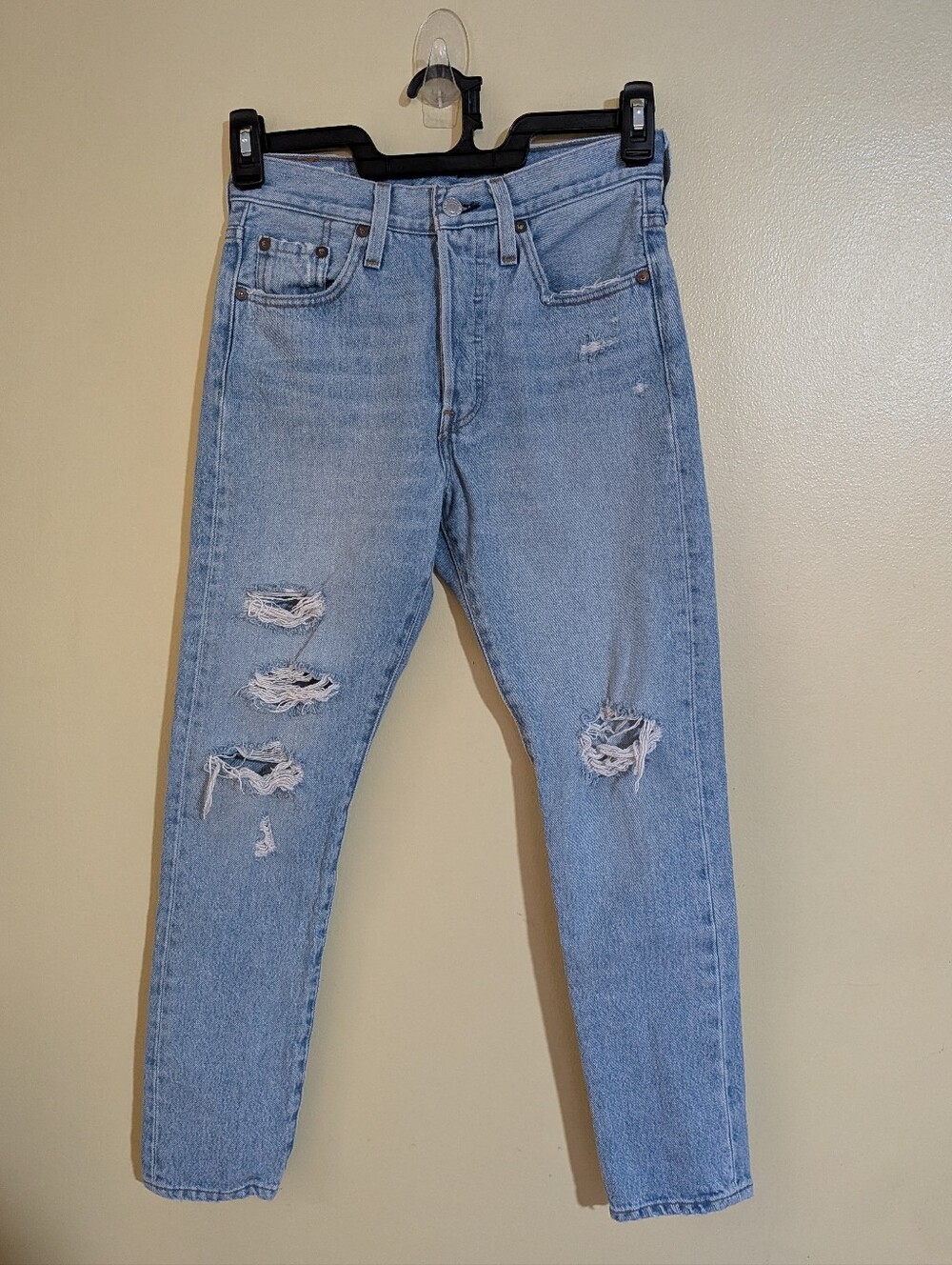 Levi's 501 Skinny Distressed Button Fly Jeans 25